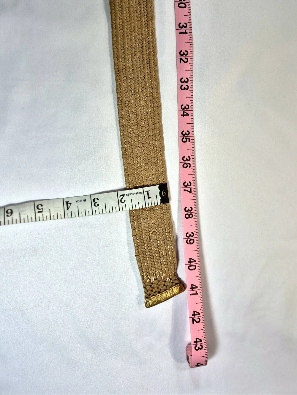 Michael Kors Palgol Jute Woven Stretch Belt Tan Gold Metallic Size S/M Vintage